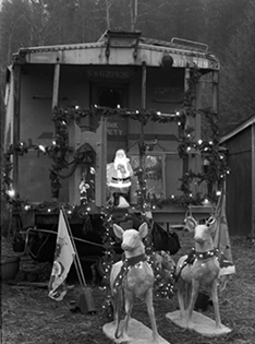 Black and White Photograph Santa Train NC